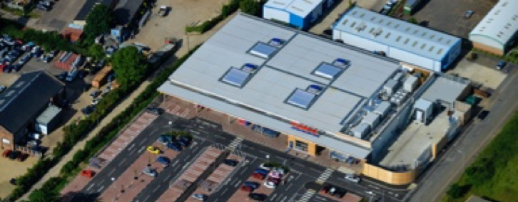 A 37,000 sq ft environmentally friendly food store developed for Tesco on land acquired from Breckland Council.