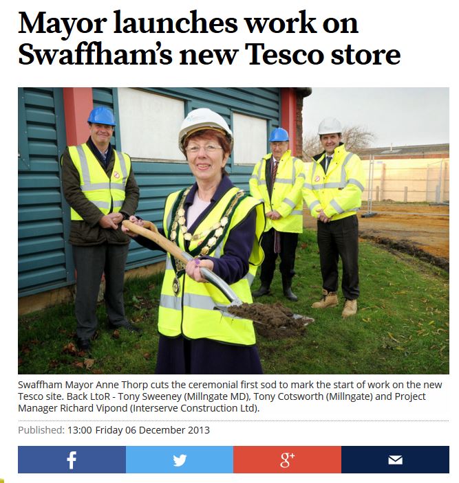 09 Dec 2013 - Mayor launches work on Swaffham's New Tesco Store